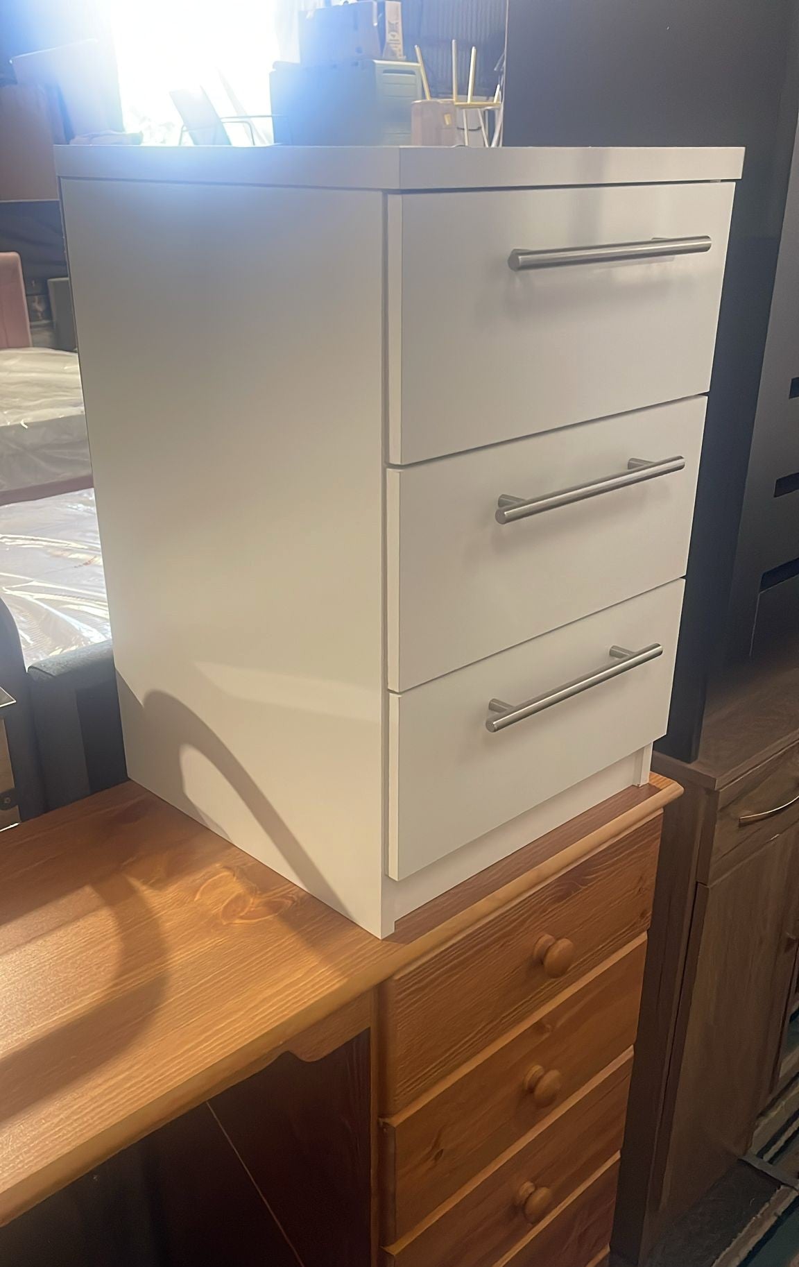 Assembled Brisbane 3 Drawer Bedside - White